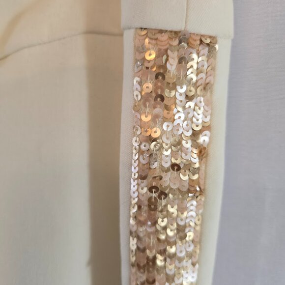 BEBE IVORY NWT PANTS SIZE 10 HAND SEWN SEQUIN  FORM TUXEDO STRIPE MADE USA - Picture 4 of 14